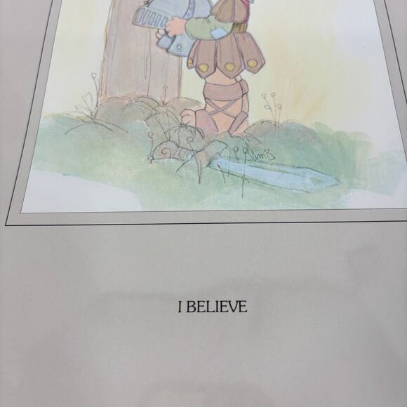 Precious Moments Poster Art Print I Believe Soldier Boy 14 Inch Jonathan & David - Picture 3 of 8